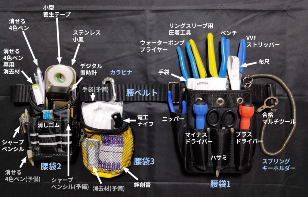 tools in waist bag