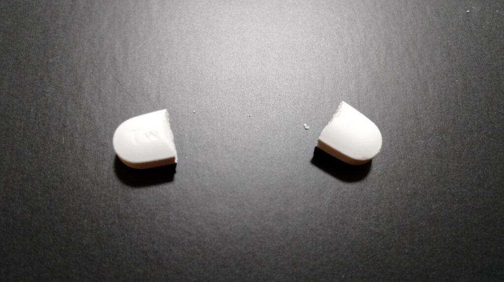 cut unpackaged tablet